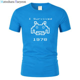 I Survived 1978 Men Tops Tees Gaming T Shirts video game Space Invaders space alien geek nerd pop culture atari Novel t137