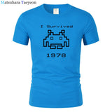 I Survived 1978 Men Tops Tees Gaming T Shirts video game Space Invaders space alien geek nerd pop culture atari Novel t137