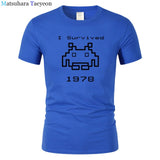 I Survived 1978 Men Tops Tees Gaming T Shirts video game Space Invaders space alien geek nerd pop culture atari Novel t137